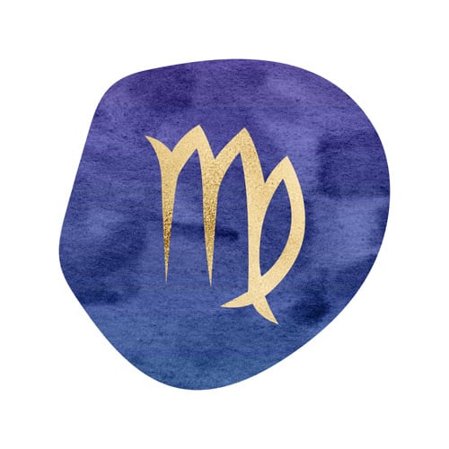 Rauhnacht 9 Goldenes Jungfrau Sternzeichen-Symbol auf blauem Hintergrund