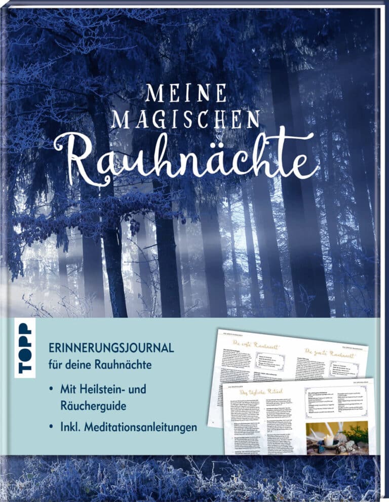 Cover des Erinnerungsjournals „Meine magischen Rauhnächte“ : Ein Erinnerungsjournal mit Heilstein-, Räucherguide und Meditationen.